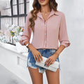 Camicia a maniche lunghe Valstrend per primavera e estate, tinta unita, stile casual e temperamentale.