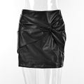 Gonna donna Valstrend gonna casual alta vita in pelle PU nera, versatile e alla moda, con dettagli eleganti per look quotidiani.