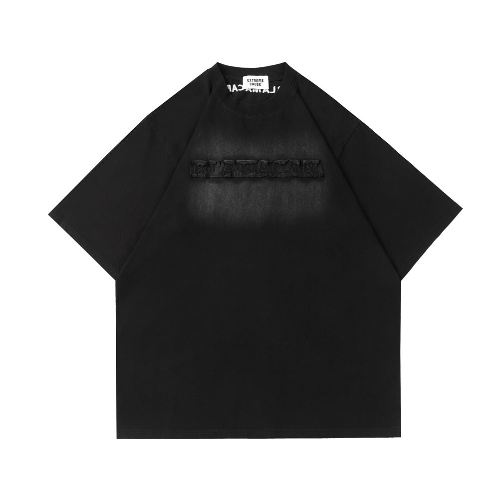 Inkjet Letter Patch Embroidered T-shirt