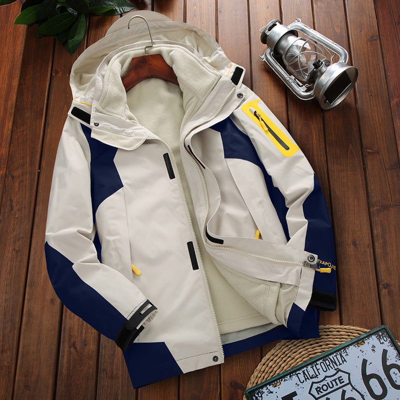 Giacca in pile tre-in-one da esterno Valstrend, calda e resistente, ideale per escursioni e montagna, con cappuccio e tasche robuste