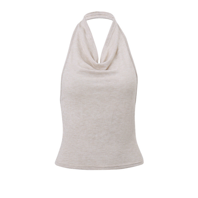 Top senza schiena Valstrend slim fit con collo halter e design femminile, vestibilità aderente e stile moderno.