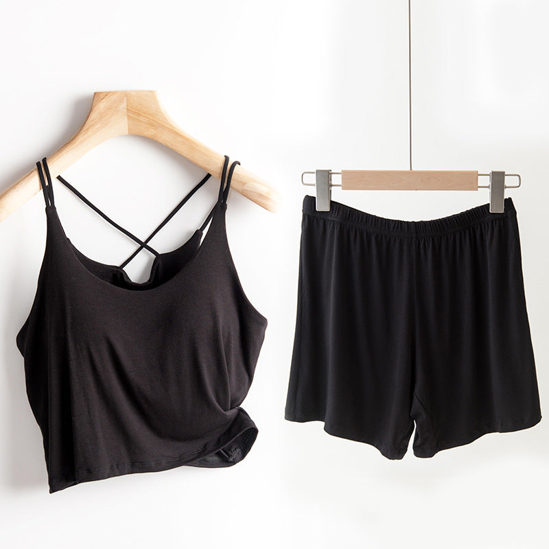 Navel-exposed Sexy One-piece Sling Vest Cover With Chest Pad Beauty Back Outer Wear