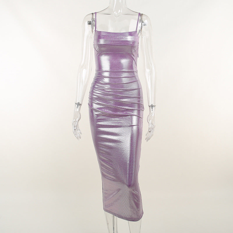 Vestito da donna a pieghe con bretelle e lavorazione a maglia di Valstrend, abbigliamento alla moda e femminile