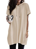 Felpa oversize da donna Valstrend con maniche corte, stile fashion e comoda, vista frontale in tessuto morbido.