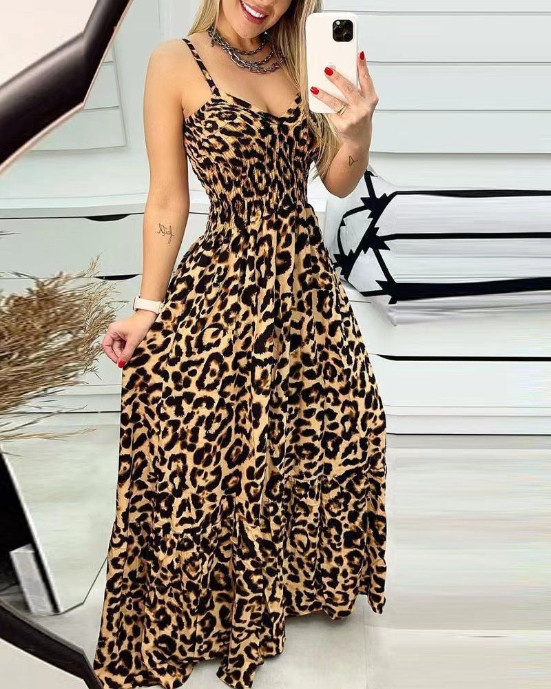 V-neck Brace Dress High Waist Temperament