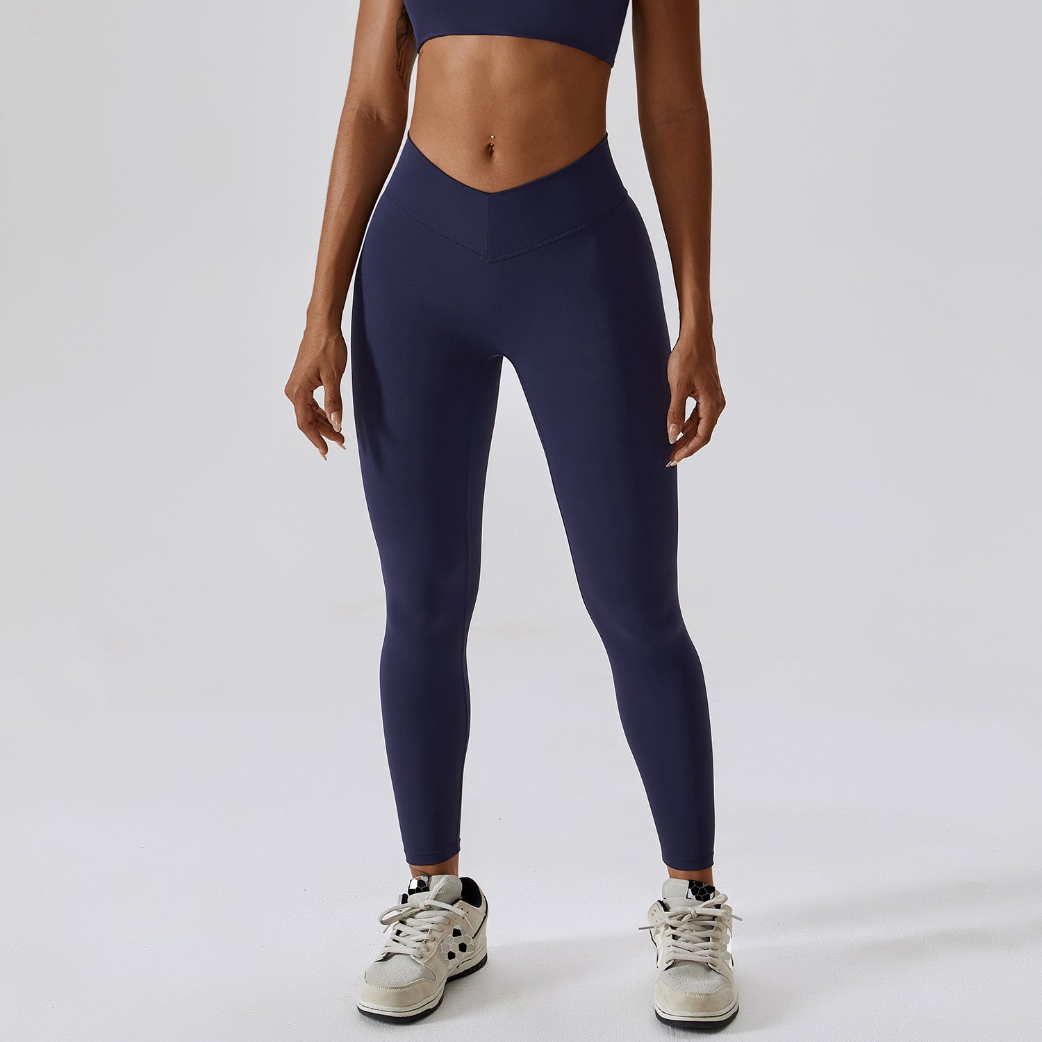 Pantaloni fitness da donna Valstrend, pantaloni da ciclismo e corsa, con cintura contenitiva, tessuto elastico e aderente.