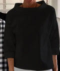Fleece Shirt Women's Cotton Polyester Long Sleeve Half Turtleneck Women's Sweater