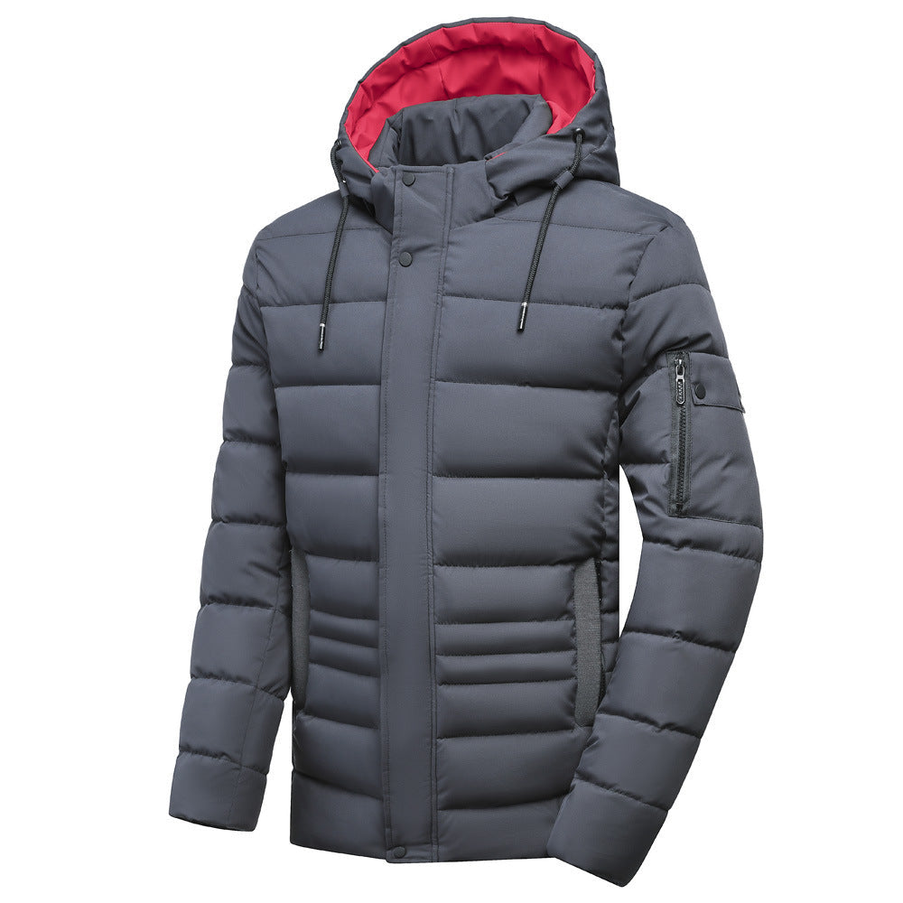 Giacca da uomo imbottita in cotone con fodera in pile, con cappuccio rimovibile e taglie forti, marchio Valstrend shop.