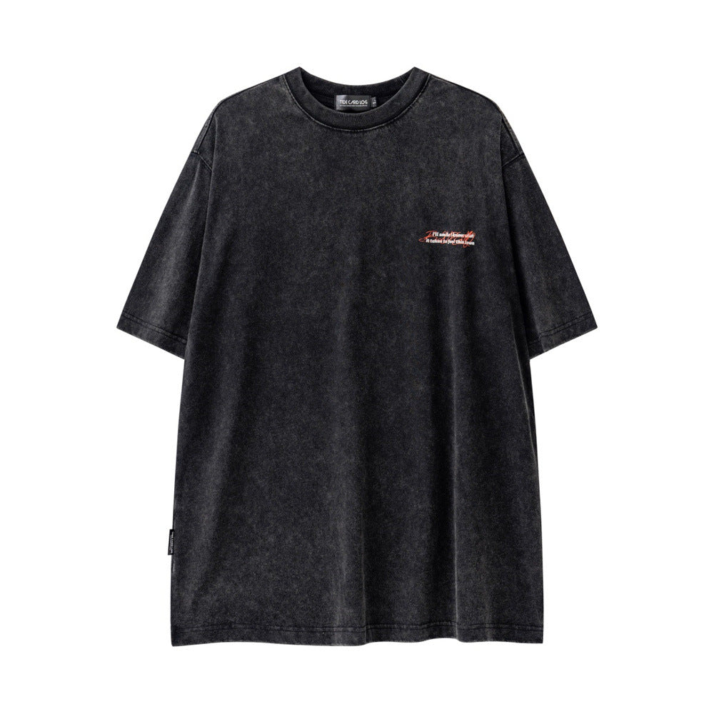 Maglietta corta a maniche corte Flame Abstract Wash Dark Series di Valstrend Shop con design astratto scuro.