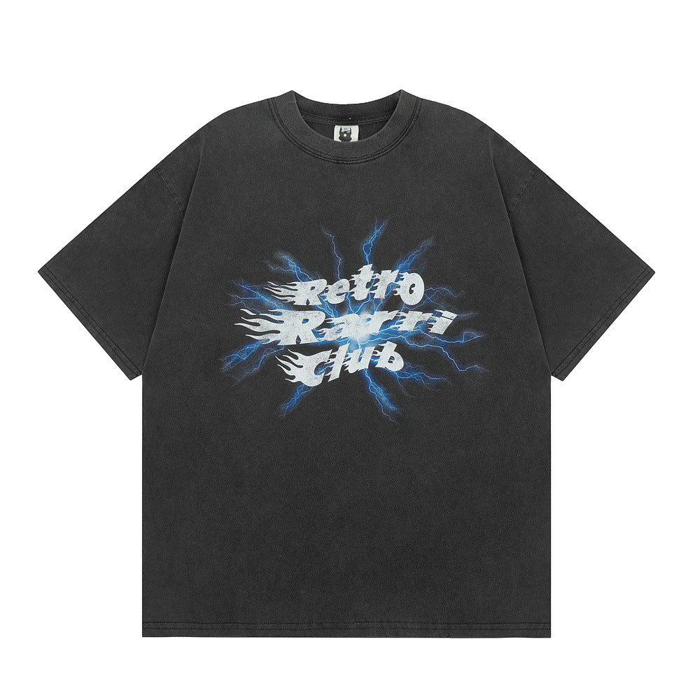 Lightning Letter Flame Print Short Sleeve