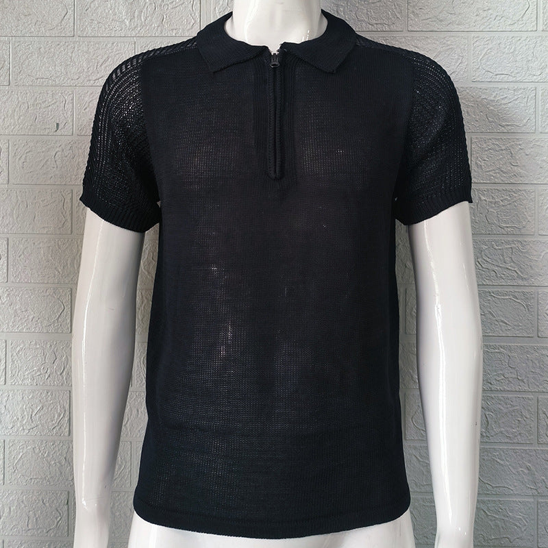 Maglione estivo slim da uomo Valstrend, tessuto a maglia leggera, colore chiaro, dettaglio del collo rotondo e vestibilità aderente