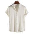 Camicia da uomo Valstrend in tessuto solido color dark cell con maniche corte, stile casual e moderno.