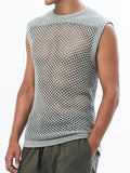 Texture in tessuto mesh da strada senza maniche per uomo Valstrend, dettaglio di cuciture e design sportivo.