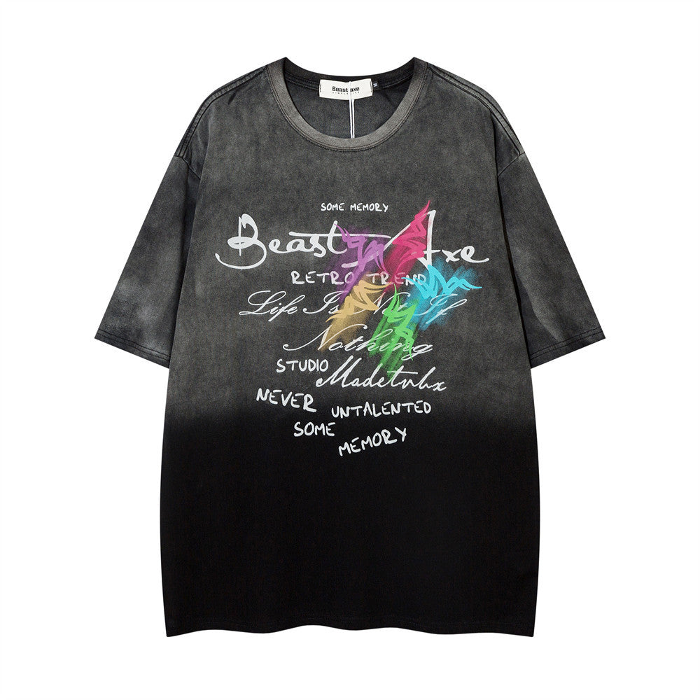 Tie-dye Gradient T-shirt Men's Summer Street Trend