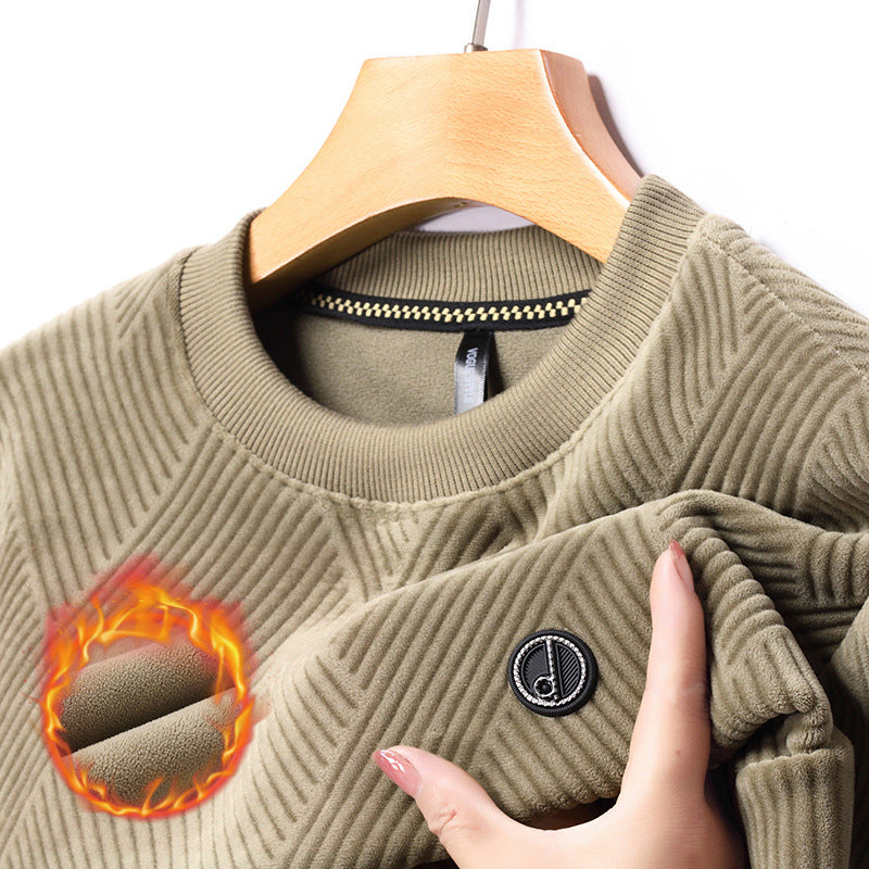 Maglia termica da uomo Valstrend con collo rotondo, interno felpato, vestibilità calda e confortevole per l'inverno.