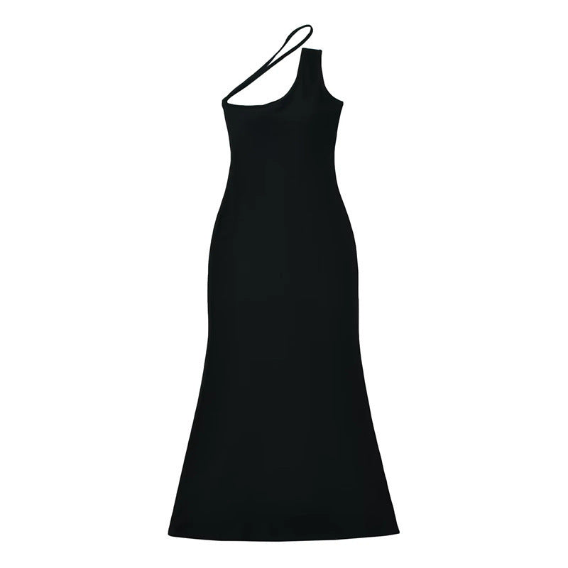 Pure Desire Sexy Graceful Curve With Chest Pad Sloping Shoulder Dress