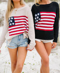 Five-pointed Star Striped Long-sleeved Sweater Off-the-shoulder Coat