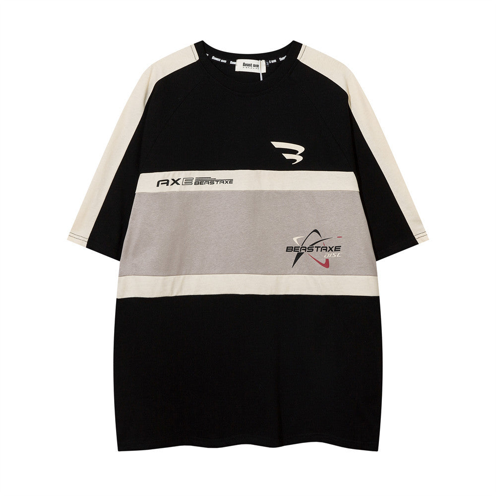 European And American Color Matching Sports Short Sleeve Men's Summer