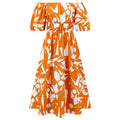 Vestito casual Valstrend con scollo a off-shoulder, maniche a sbuffo stampate, stile ampio e di tendenza.