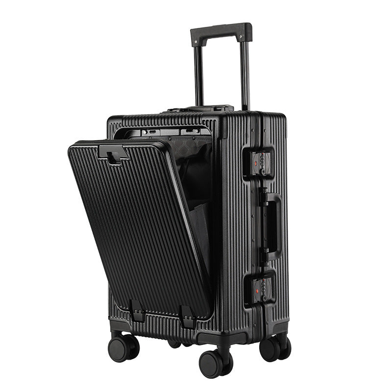 Valstrend trolley da viaggio in alluminio con grande capacità e apertura frontale, design resistente e leggero.
