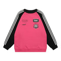 Long Sleeve Stitching Contrast Color Round-neck With Fleece Lining Sweater