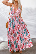 Spaghetti Straps Sleeveless High Waist Deep V A- Line Skirt