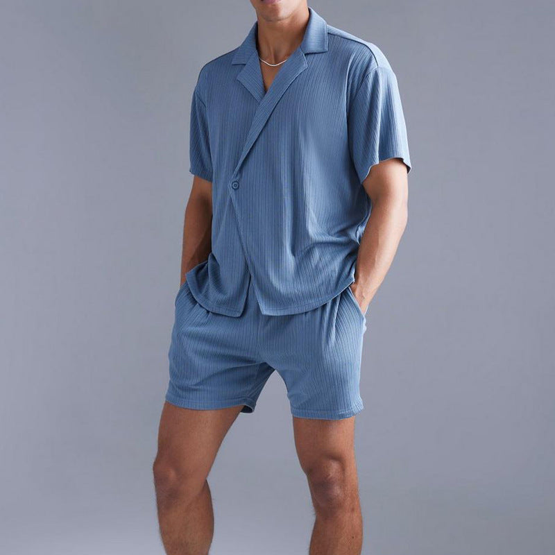 Completo da uomo casual in tinta unita Valstrend, giacca e pantaloni eleganti per un look semplice e raffinato.