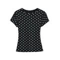 Slim Fit Round Neck Shoulder Polka Dot Short Sleeve Youthful-looking Waist Trimming Short Top