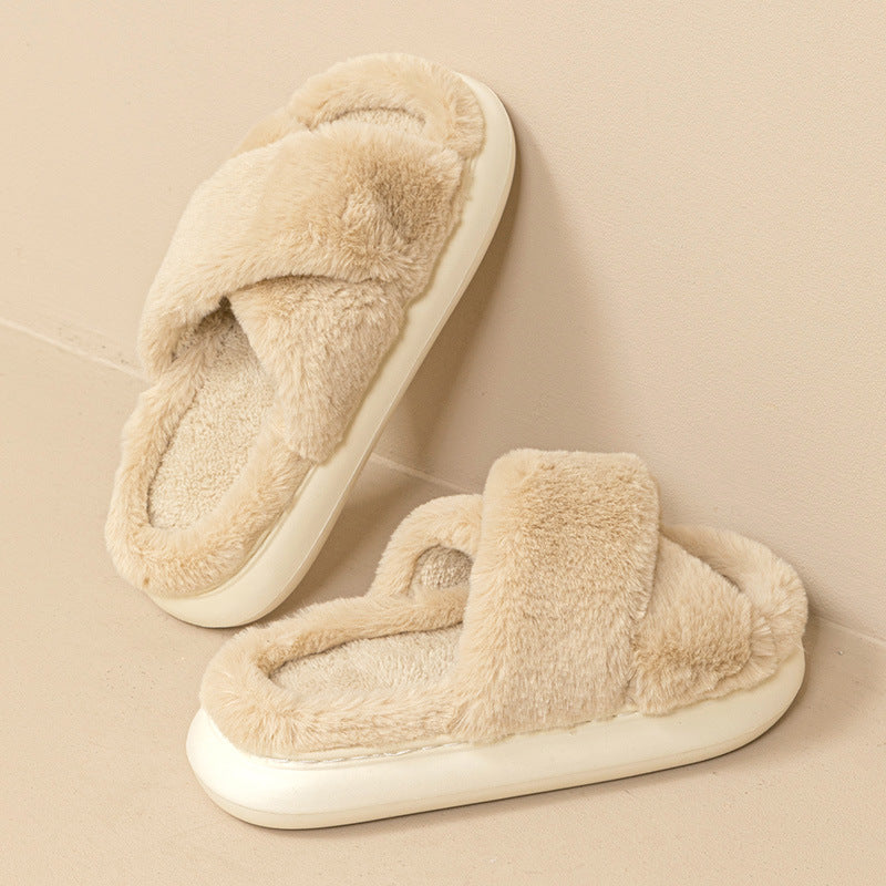 Ciabatte da donna Valstrend, stile fashion e fluffy con design incrociato, morbide e confortevoli per l'inverno.