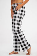Women's Spring And Autumn Drawstring Plaid Printed Pants Length Leisure Pants Home