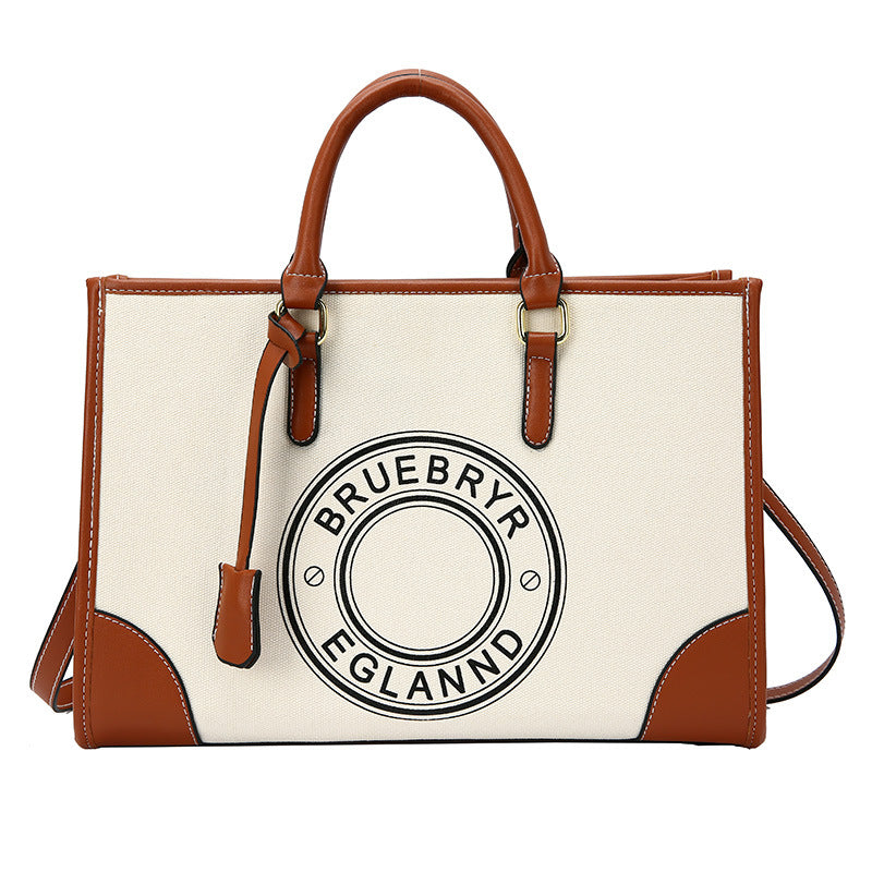 Women's Large-capacity Canvas Printed Letter Crossbody Shoulder Tote Bag