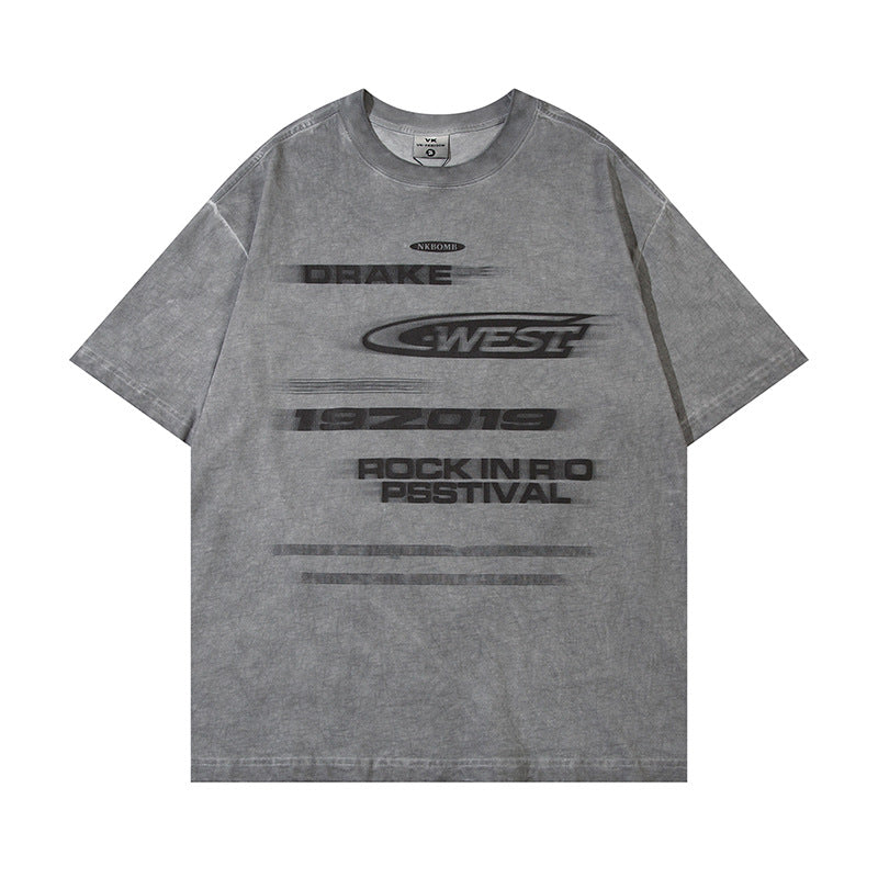 Old And Dirty Letter Print Short-sleeve