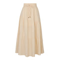 Gonna lunga a vita alta da donna Valstrend con cintura elastica, tessuto morbido e stile elegante, vista frontale.