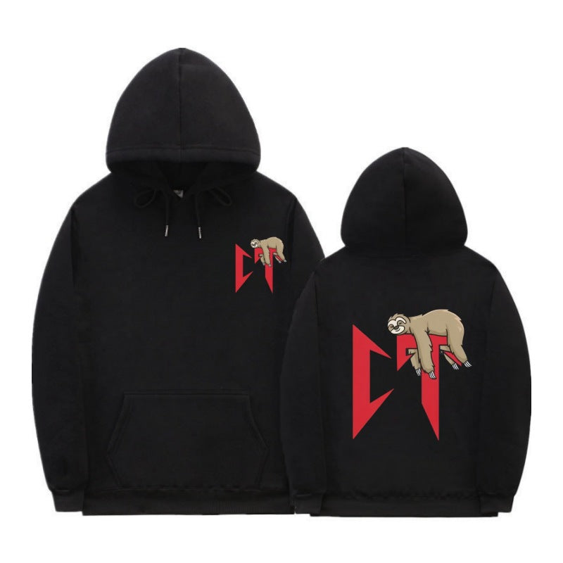 Felpa oversize Valstrend con cappuccio e stampa cartoon casual, morbida e comoda, in taglia grande.