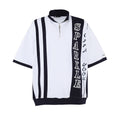 Men's Loose Sports Top European And American Stitching Contrast Color Stand Collar Half Zip Short Sleeve