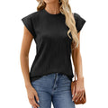 T-shirt donna a maniche corte a tinta unita con scollo rotondo, vestibilità comoda, marca Valstrend.