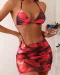 Bikini split swimwear femminile Valstrend con mesh tie-dye, costume da bagno estivo con top e slip colorati.