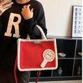 Grande borsa in lana di agnello Valstrend per donna, spaziosa, portatile, ideale per il pendolarismo e uso quotidiano