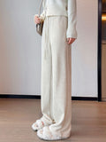 Cashmere Wide-leg Pants Women's High Waist Loose