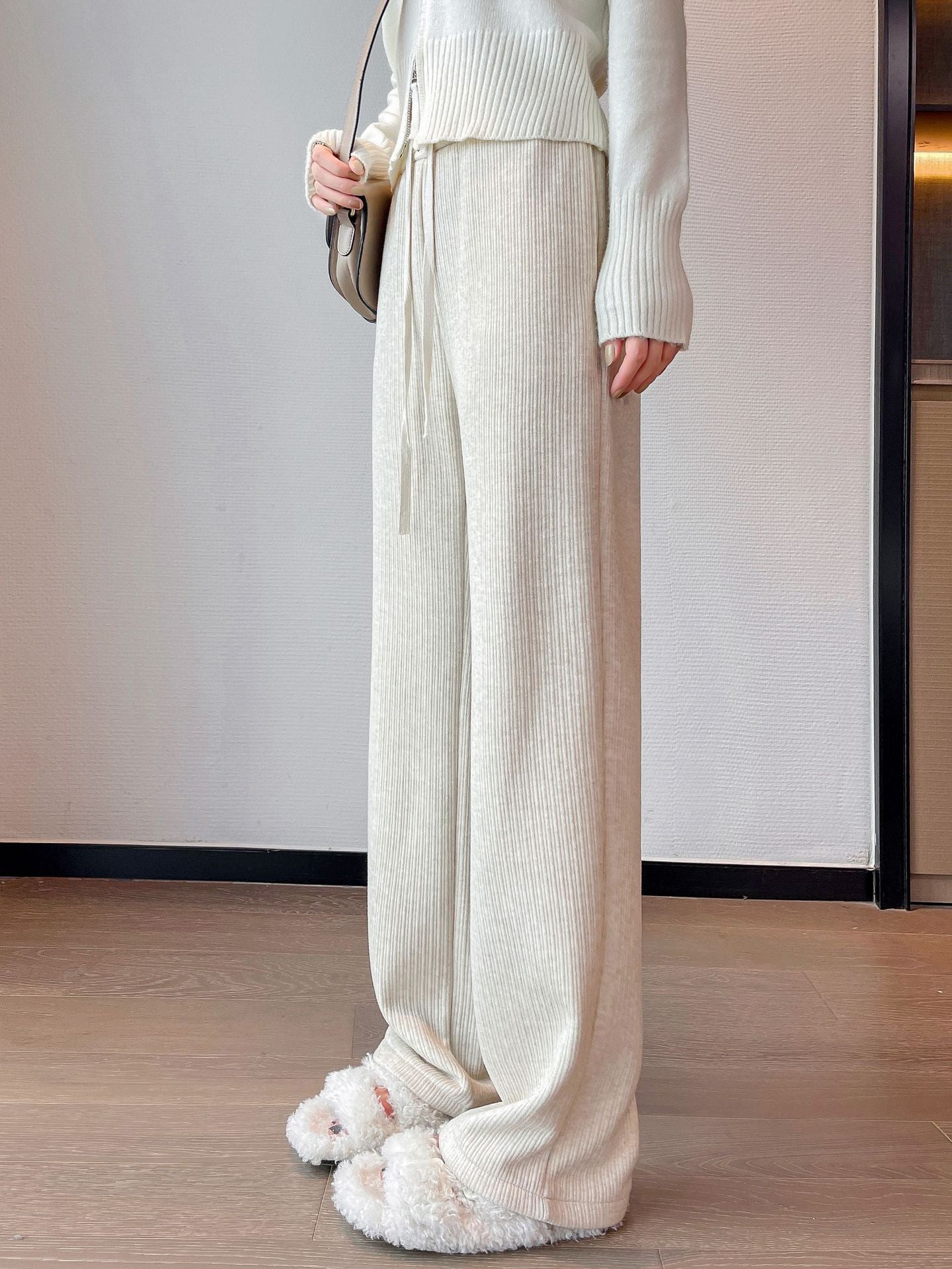 Cashmere Wide-leg Pants Women's High Waist Loose