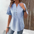 Women's Fashion V-neck Asymmetric Stripes Patchwork Top