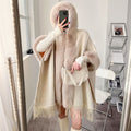 Mantella vintage in maglia con nappe, foderata in pile spessa, cappotto cape Valstrend con stile caldo e elegante.
