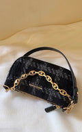 Borsa a tracolla donna Valstrend con spalla singola, motivo tartan fumé, piccola e elegante, ideale per uso quotidiano.
