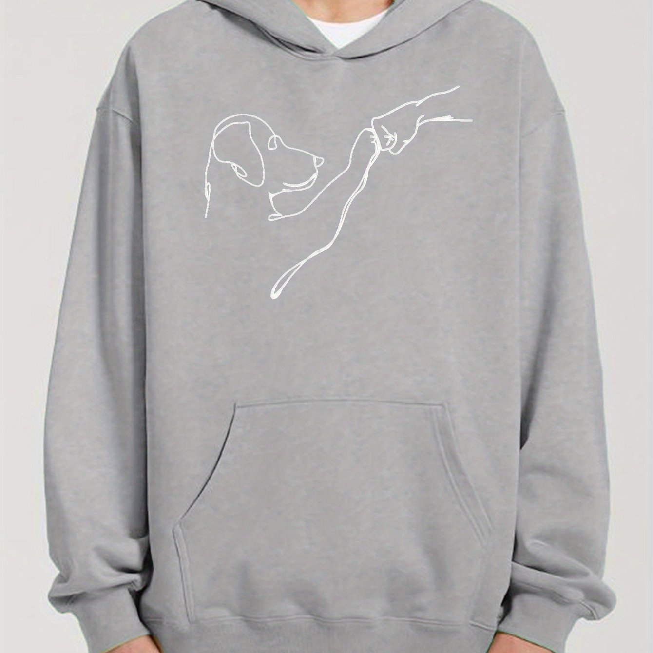Felpa con stampa di cane e uomo, valstrend shop, morbida e casual, con dettagli colorati e design originale.