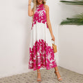 Vestito femminile stampato e largo di Valstrend, abito leggero con motivo floreale e stile casual, vista frontale.