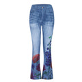 Pantaloni casual da donna Valstrend, jeans imitazione plus size con motivo floreale e taglio sottile, stile comodo e alla moda