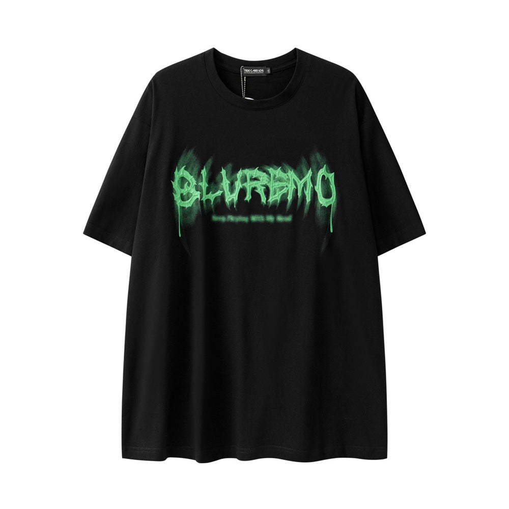 T-shirt Valstrend con stampa tridimensionale di lettere in pulp, con design loose e stile moderno.