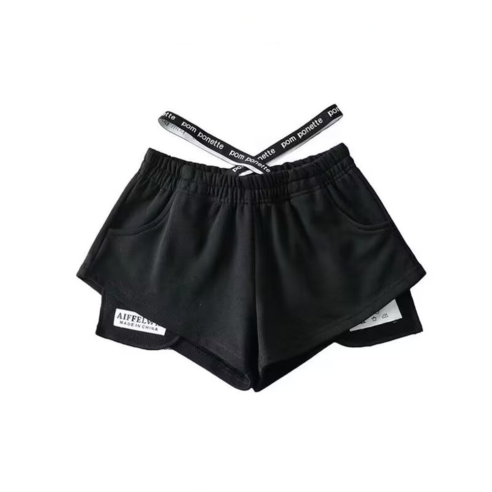 Pantaloncini da corsa donna a vita alta Valstrend, tessuto elastico e traspirante, ideale per allenamenti e attività sportive.