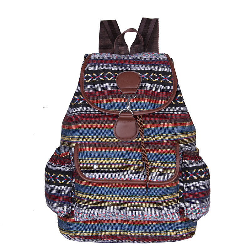 Grande borsa in cotone e lino Valstrend, con capacità elevata, design antitaccheggio e abbinamento di colori contrastanti.