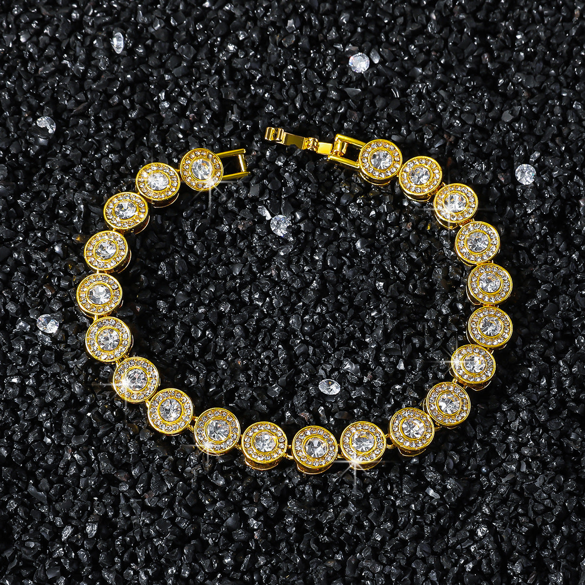 Braccialetto da uomo Valstrend con cuciture rotonde di diamanti da 8mm in stile hip hop, argento lucido e dettagli eleganti